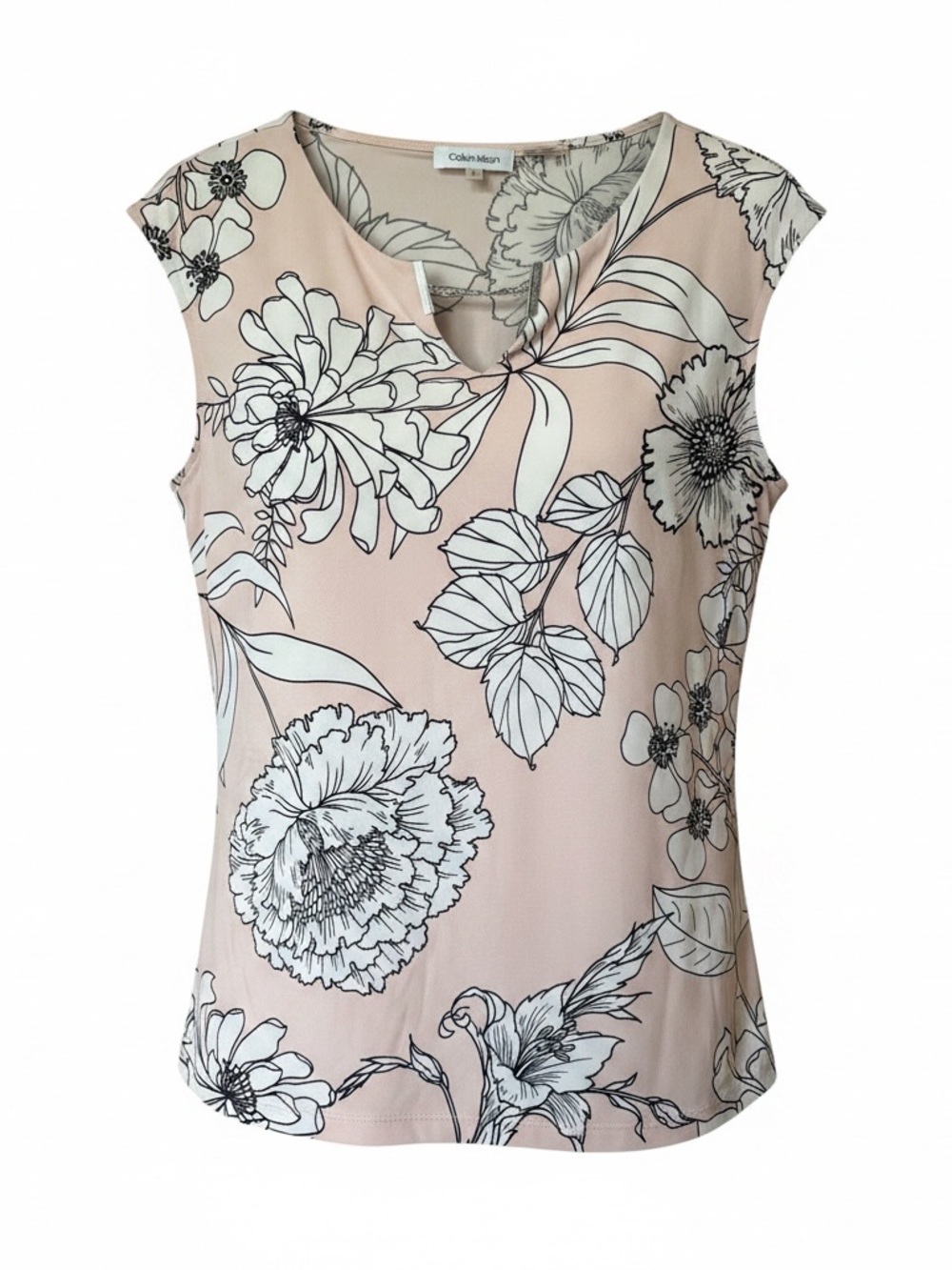 Calvin Klein Pale Pink Floral Cap-Sleeve Tank